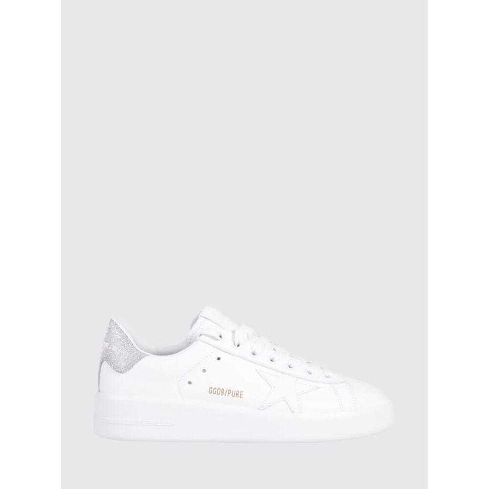 Golden Goose Purestar Low-Top Sneakers In Leather And Glitter Mesh With Logo